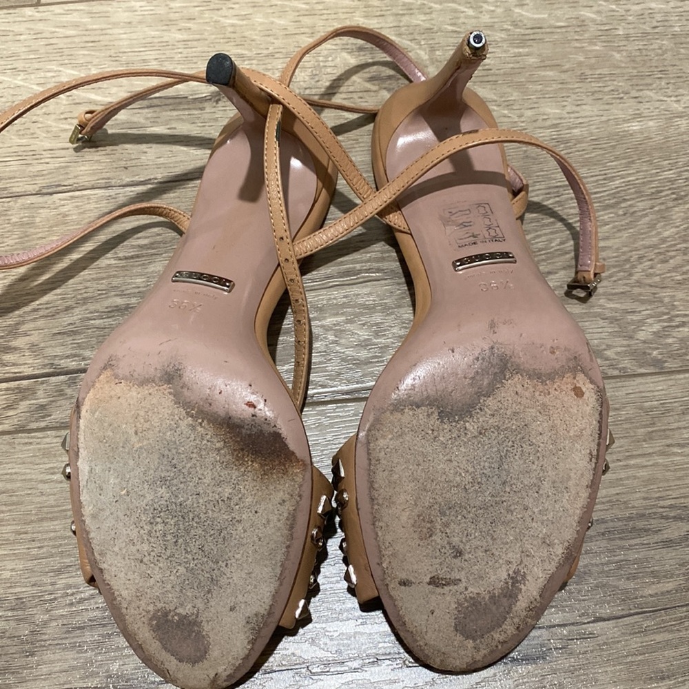 Gucci Nude Studded Ankle Strap Heels - Picture 5 of 8